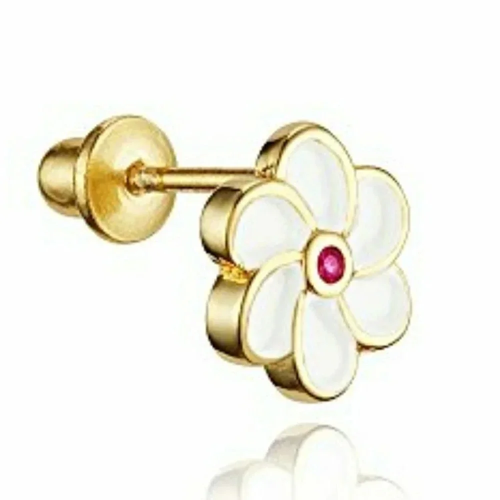 Kids Flower Stud Earrings 14k gold plated!.
